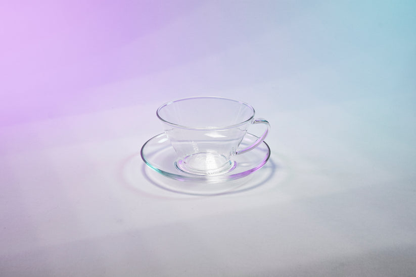 Glass Cup & Saucer Wide